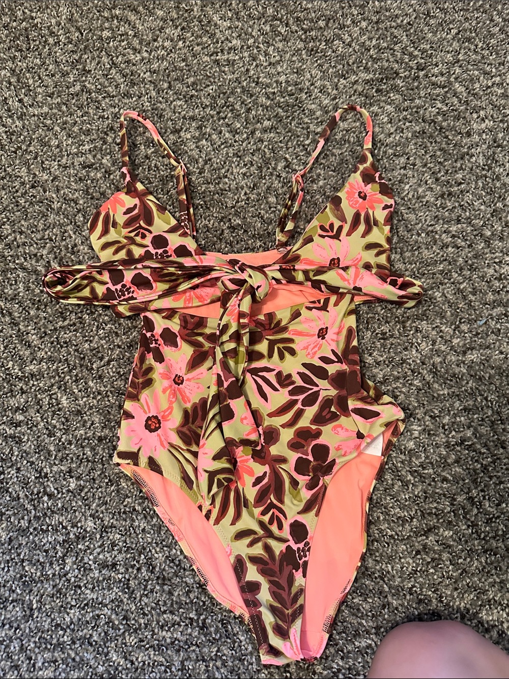 Aerie Multicolor Floral One-Piece Swimsuit with Tie Top
